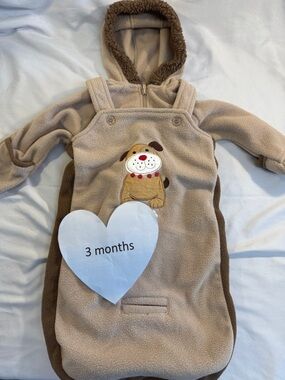 Okie Dokie Tan bunting bag and snow suit with Puppy Design